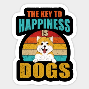 The Key to Happiness is Dogs, Funny New Dog Parent Quote Pun Sticker